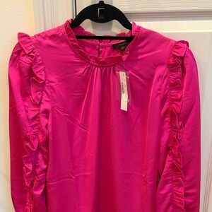NWT J. Crew Fuchsia Ruffle Sleeve XS Blouse
